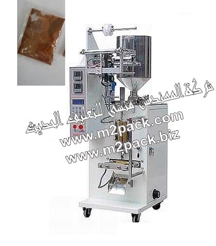 ماكينة تعبئة وتغليف ذبدةالفول السوداني الآتوماتيكية التي تقوم بتعبئة المواد اللزجة ( أكياس ذبدة الفول السوداني ) ذات الأشكال المتعددة موديل 505 ام تو باك ماركة المهندس منسي